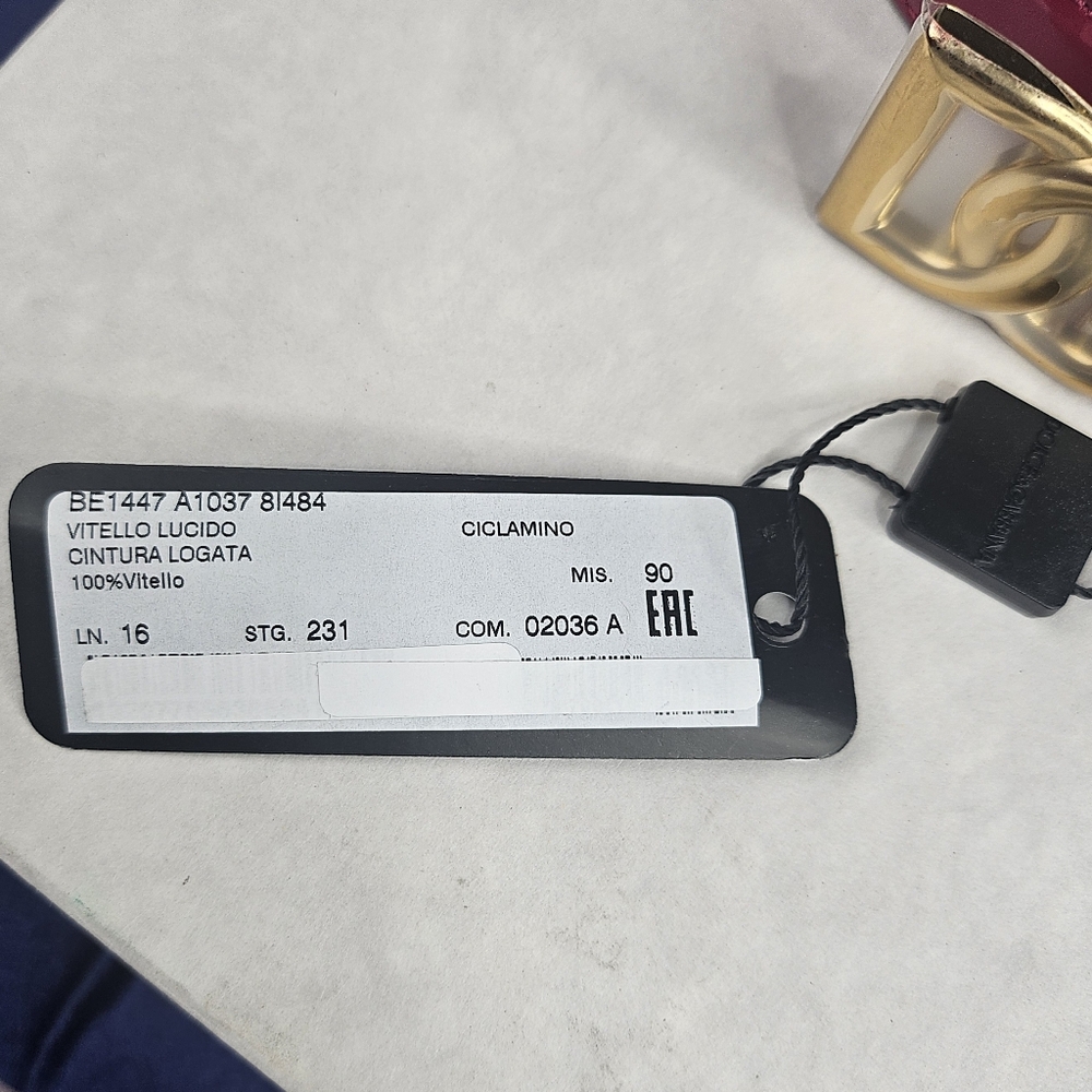 ❤️VALENTINE SPECIAL❤️ NWT.DOLCE&GABBANA 1" Patent Leather Logo Belt In Dark Pink - Picture 9 of 14